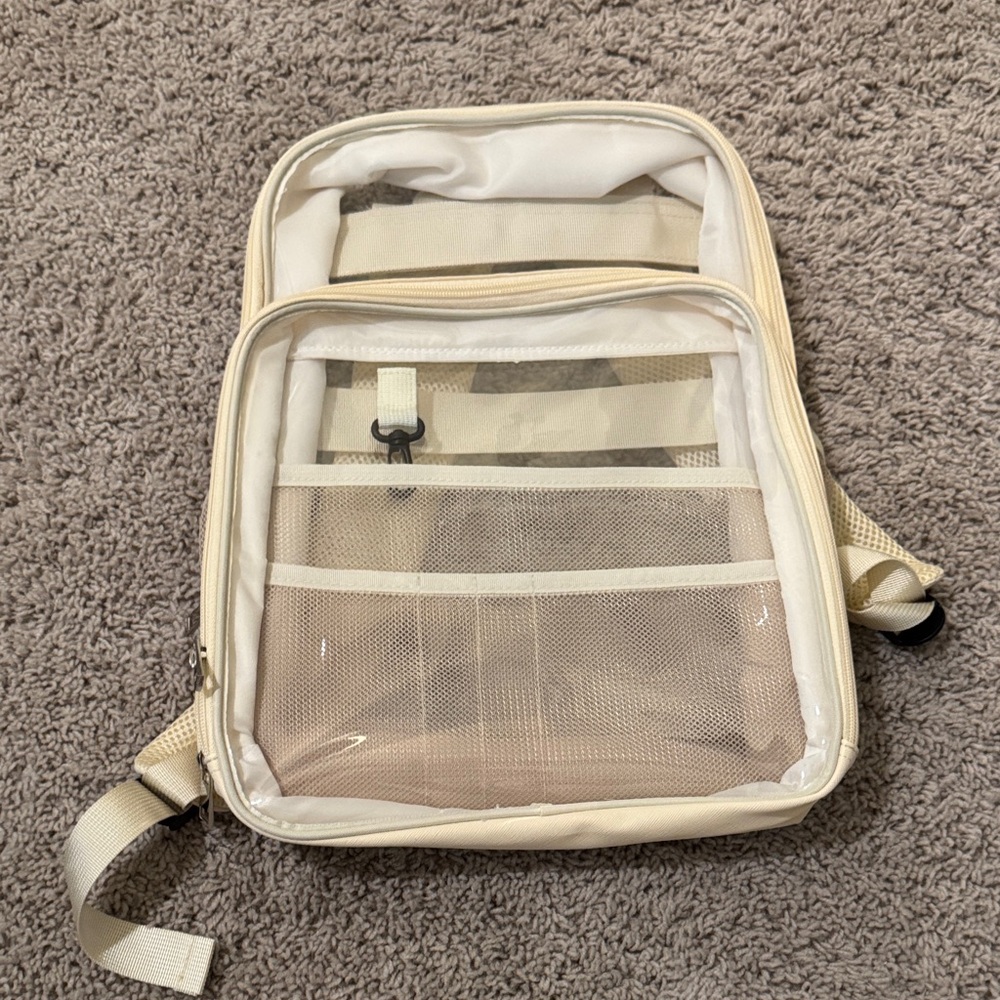 Cream and Tan Clear Backpack